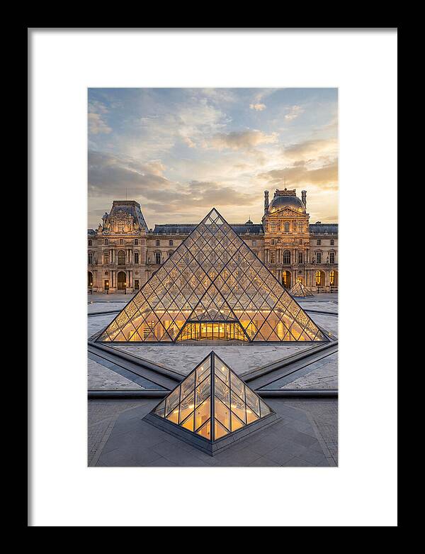 Louvre Pyramid At Sunset