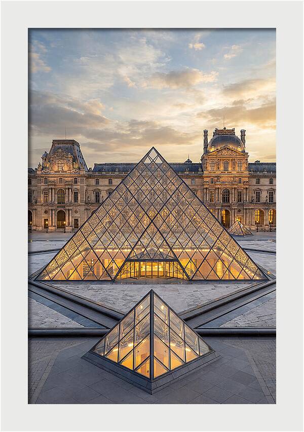 Louvre Pyramid At Sunset