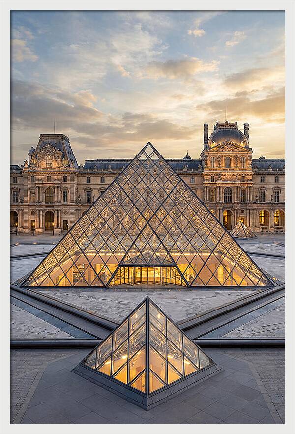 Louvre Pyramid At Sunset
