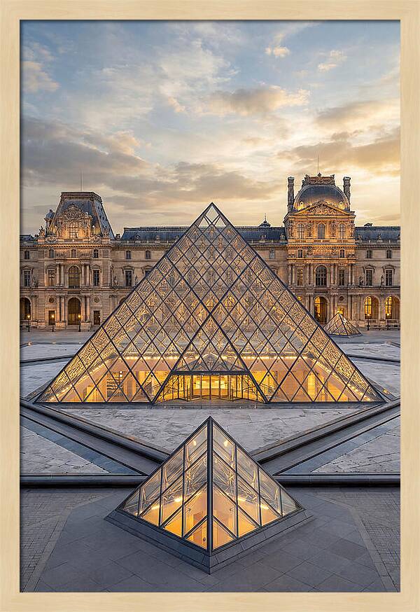 Louvre Pyramid At Sunset