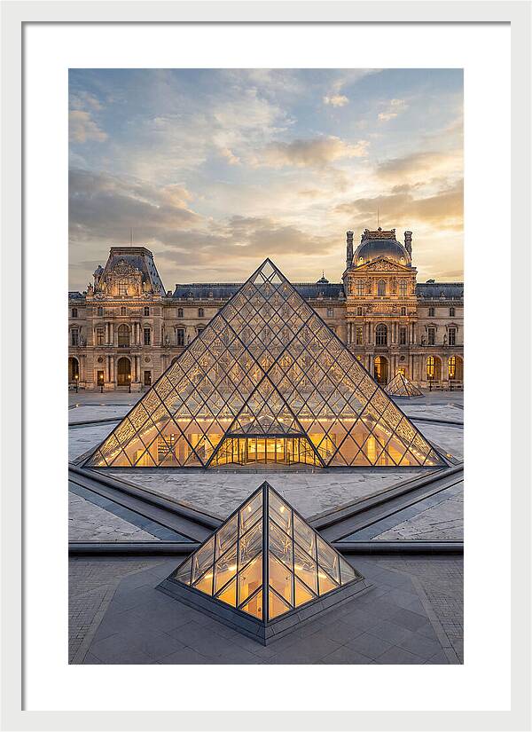 Louvre Pyramid At Sunset