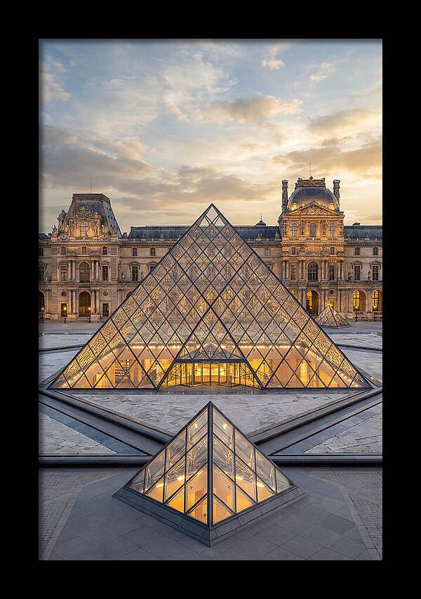 Louvre Pyramid At Sunset