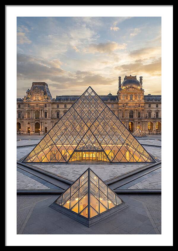 Louvre Pyramid At Sunset