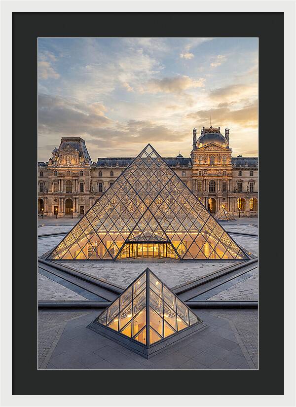 Louvre Pyramid At Sunset