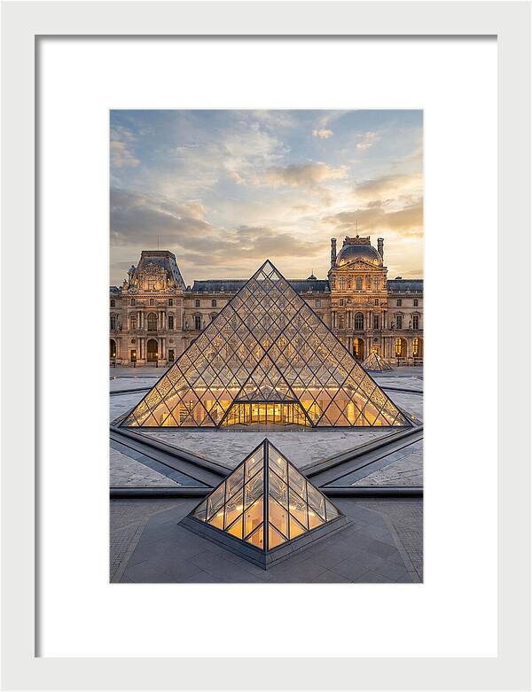 Louvre Pyramid At Sunset
