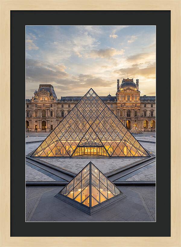 Louvre Pyramid At Sunset