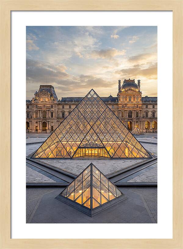Louvre Pyramid At Sunset