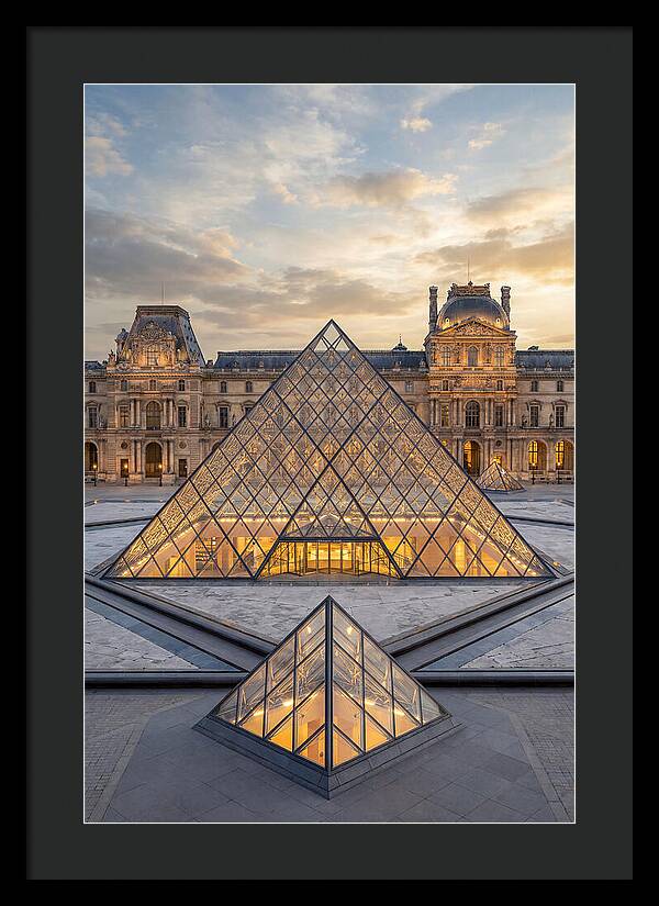 Louvre Pyramid At Sunset