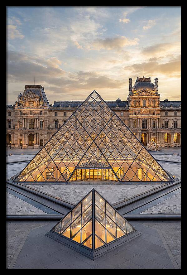 Louvre Pyramid At Sunset