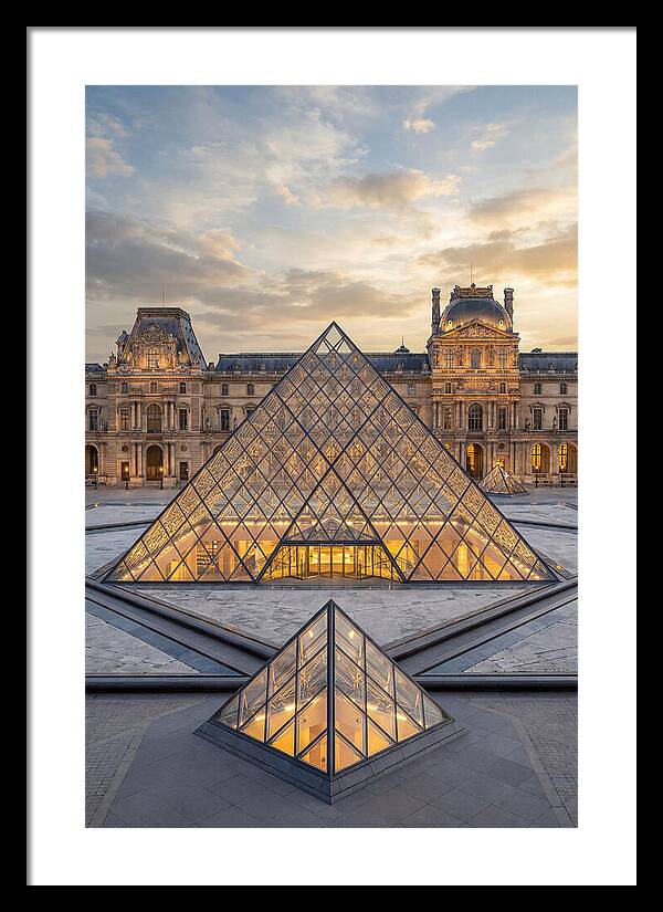 Louvre Pyramid At Sunset