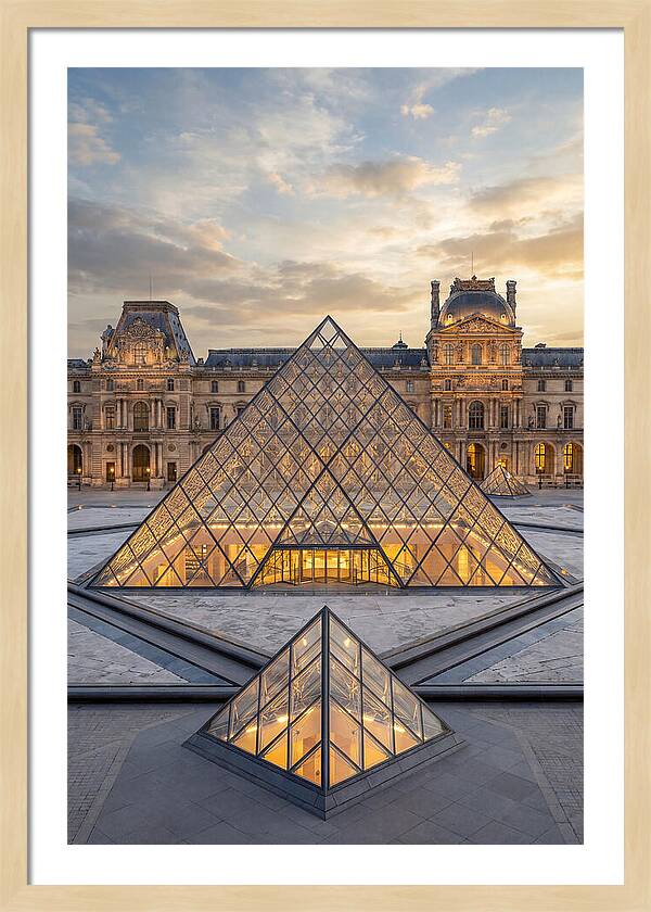 Louvre Pyramid At Sunset
