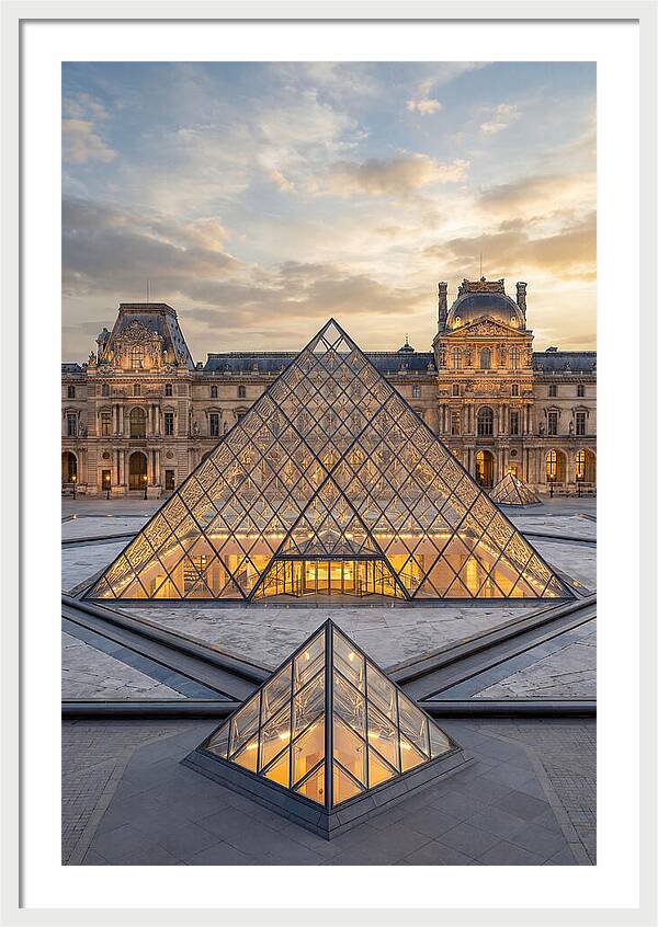 Louvre Pyramid At Sunset