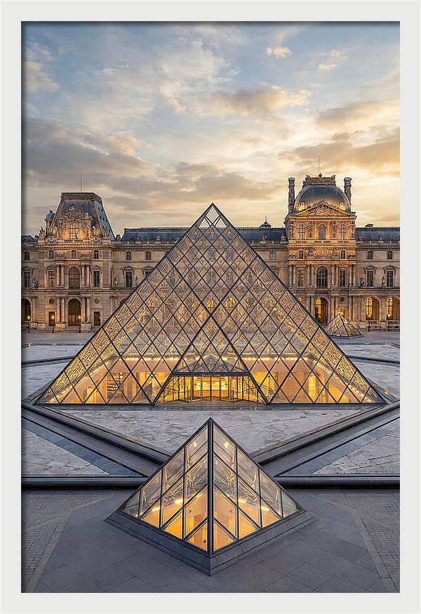 Louvre Pyramid At Sunset