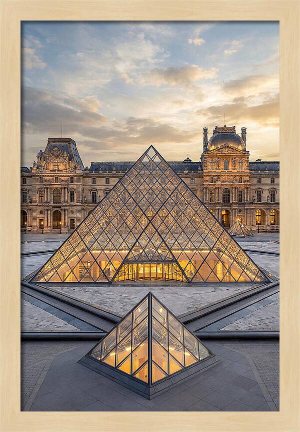 Louvre Pyramid At Sunset