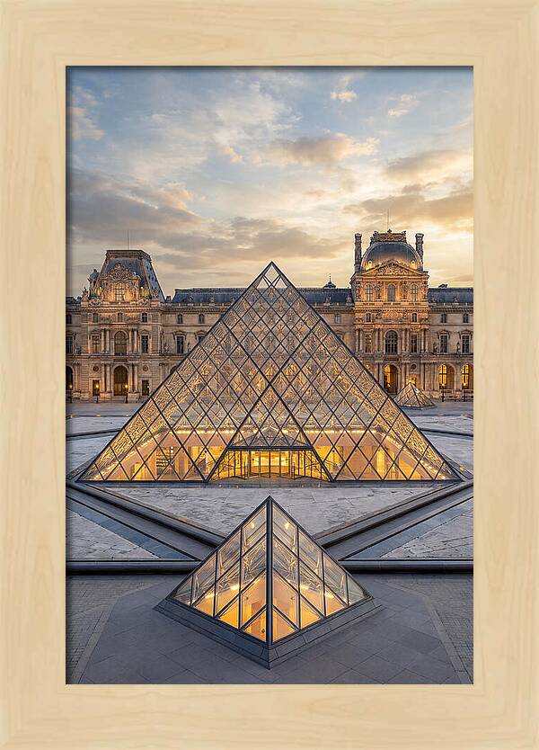 Louvre Pyramid At Sunset