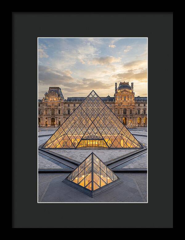 Louvre Pyramid At Sunset