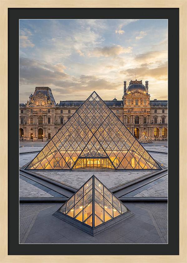 Louvre Pyramid At Sunset