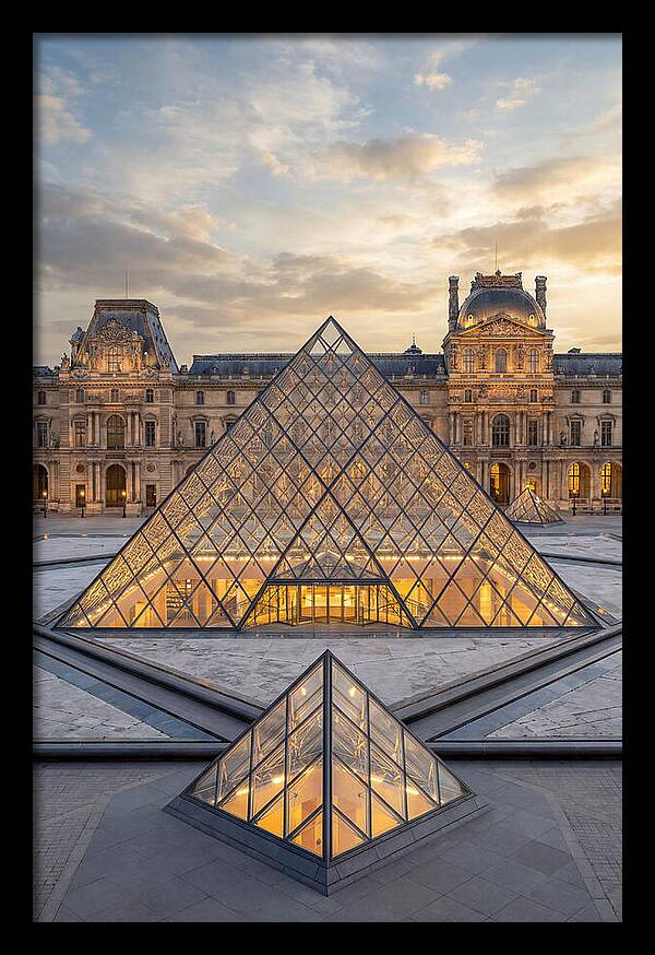 Louvre Pyramid At Sunset