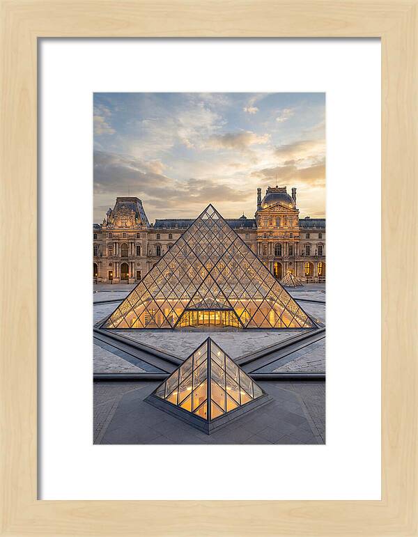 Louvre Pyramid At Sunset