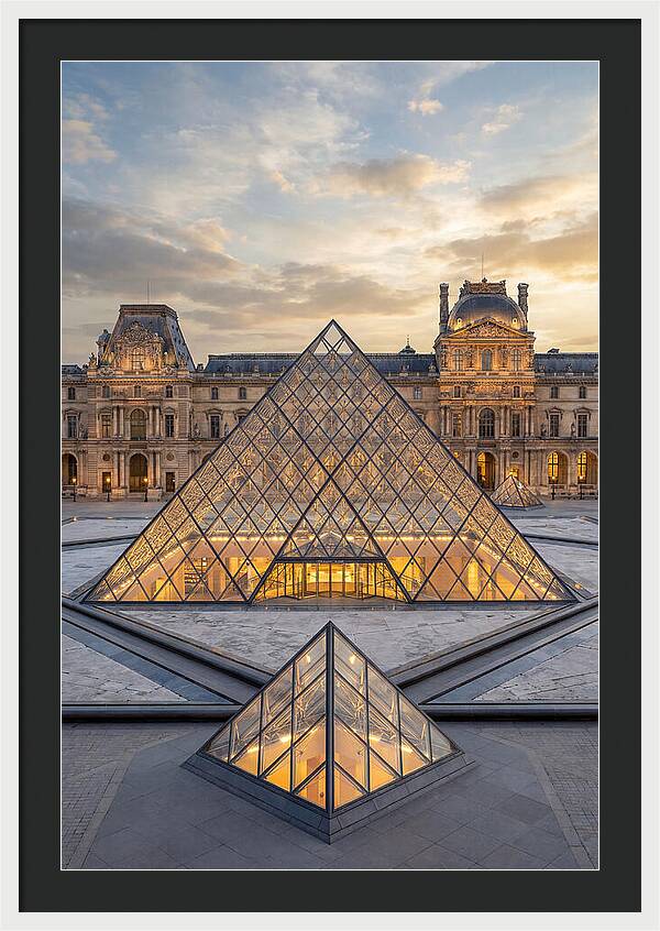 Louvre Pyramid At Sunset