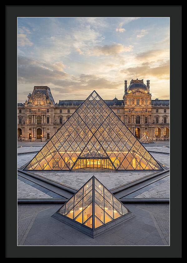 Louvre Pyramid At Sunset