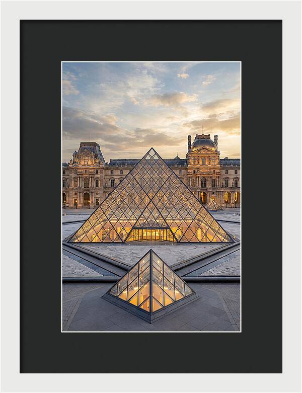 Louvre Pyramid At Sunset