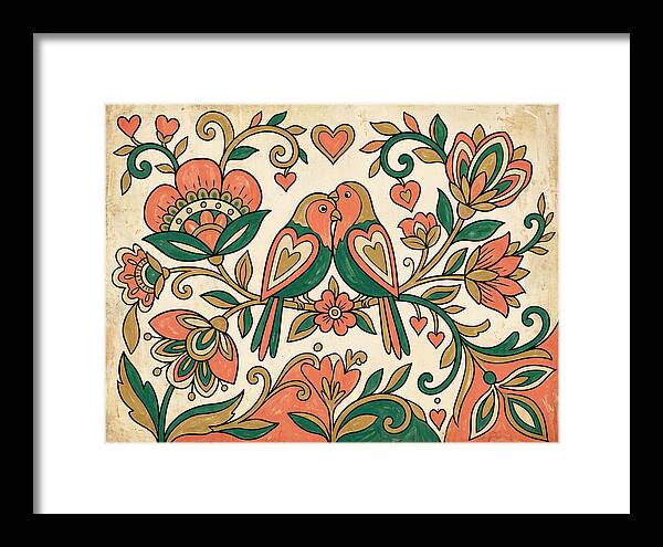Lovebirds Among Blossoms