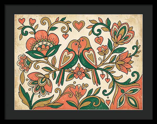 Lovebirds Among Blossoms