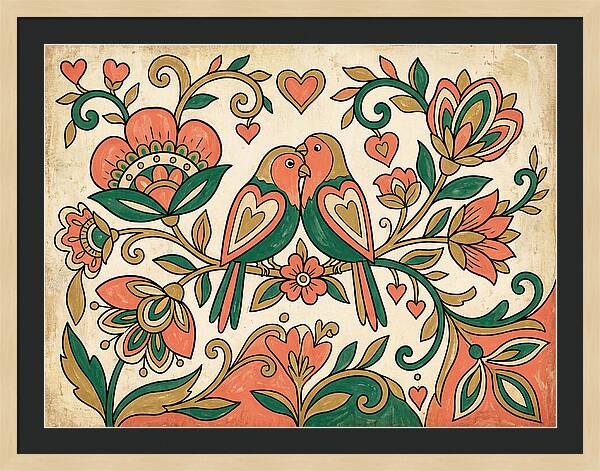 Lovebirds Among Blossoms