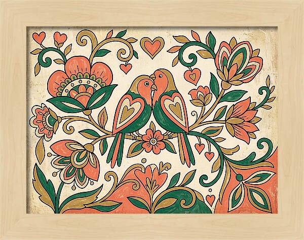 Lovebirds Among Blossoms