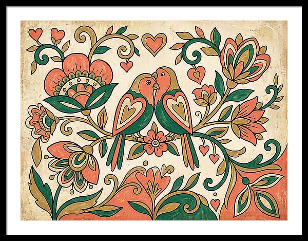 Lovebirds Among Blossoms