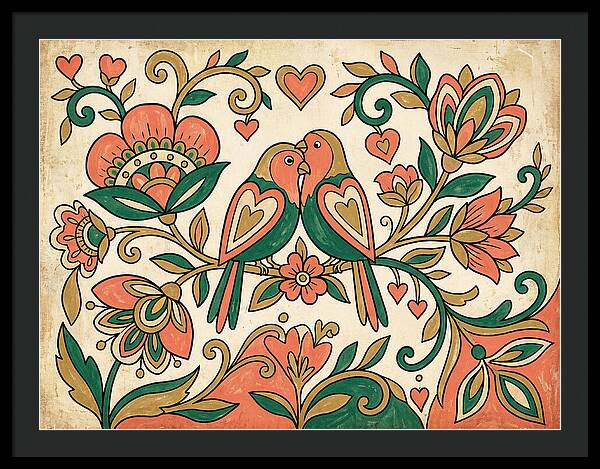 Lovebirds Among Blossoms