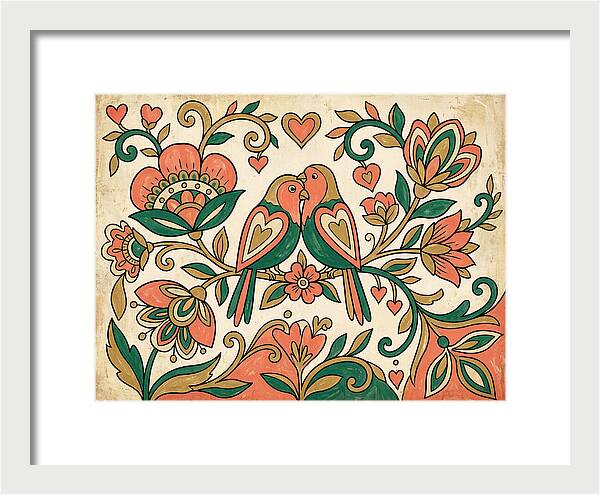 Lovebirds Among Blossoms