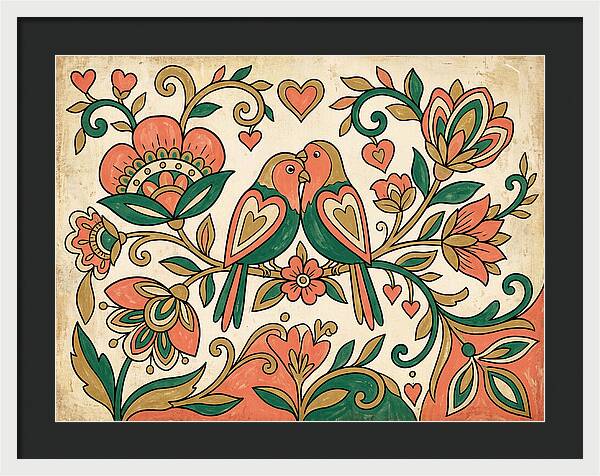 Lovebirds Among Blossoms