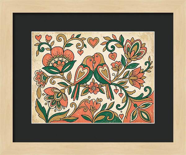 Lovebirds Among Blossoms