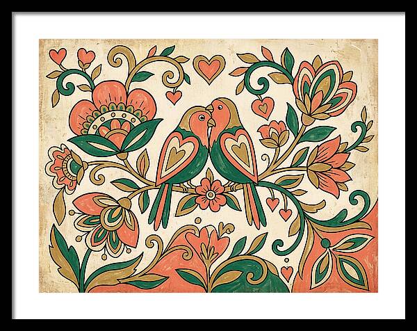 Lovebirds Among Blossoms