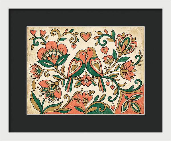 Lovebirds Among Blossoms