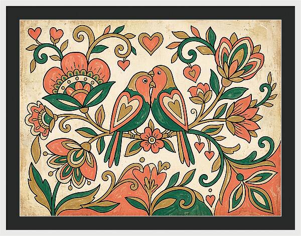 Lovebirds Among Blossoms