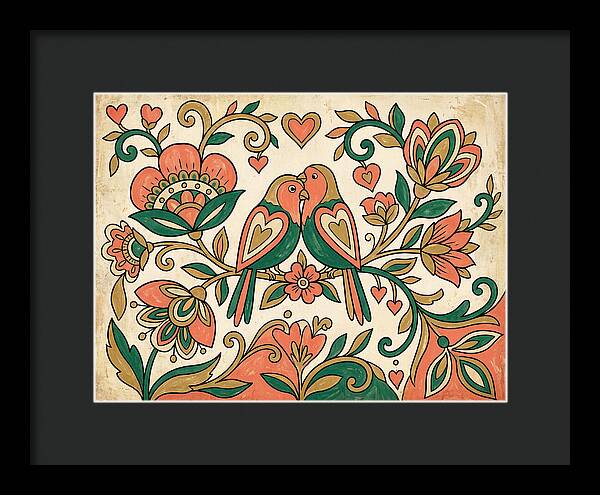 Lovebirds Among Blossoms