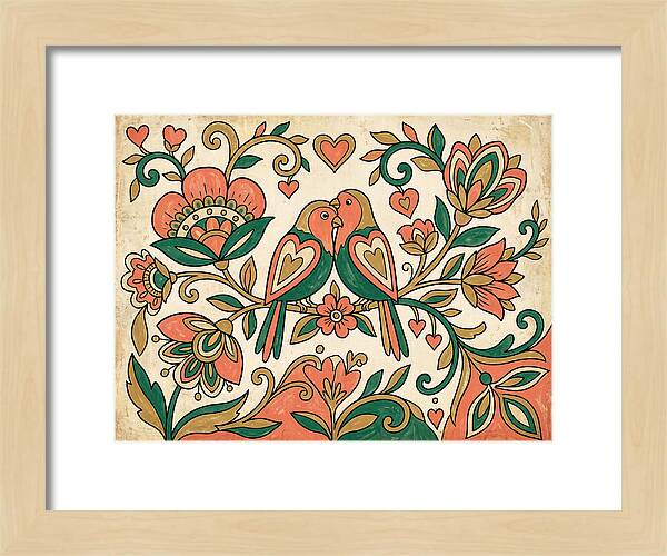 Lovebirds Among Blossoms