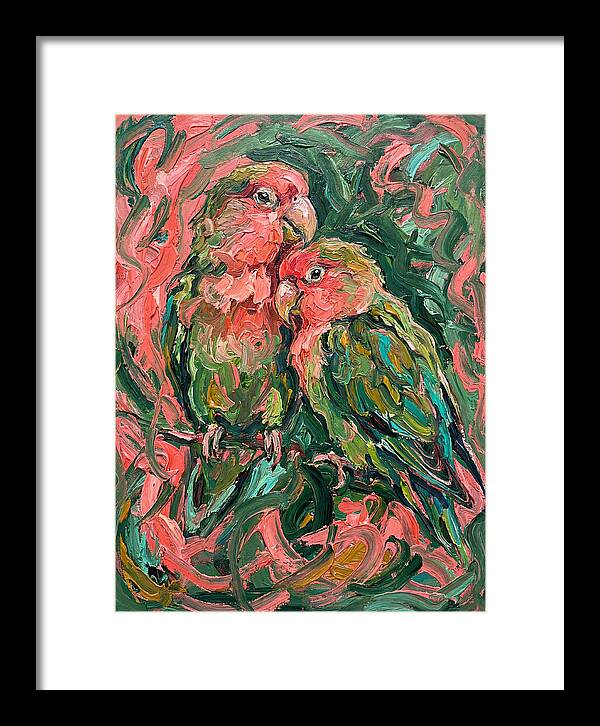 Lovebirds Embracing In Color