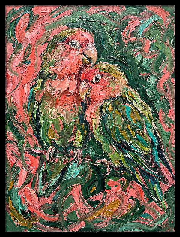 Lovebirds Embracing In Color