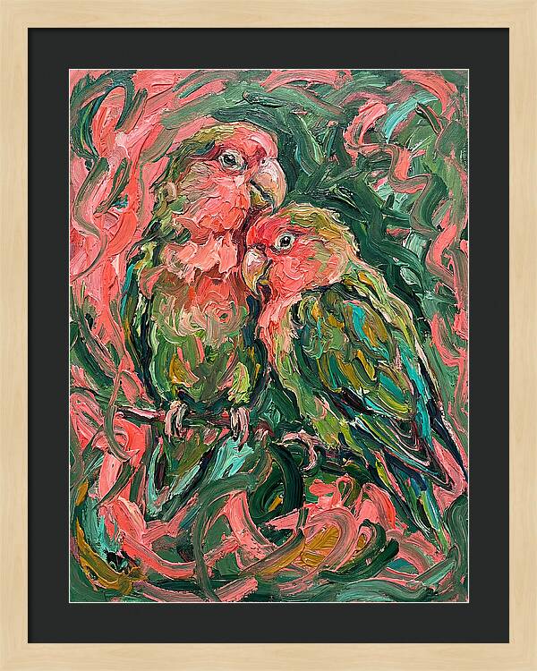 Lovebirds Embracing In Color