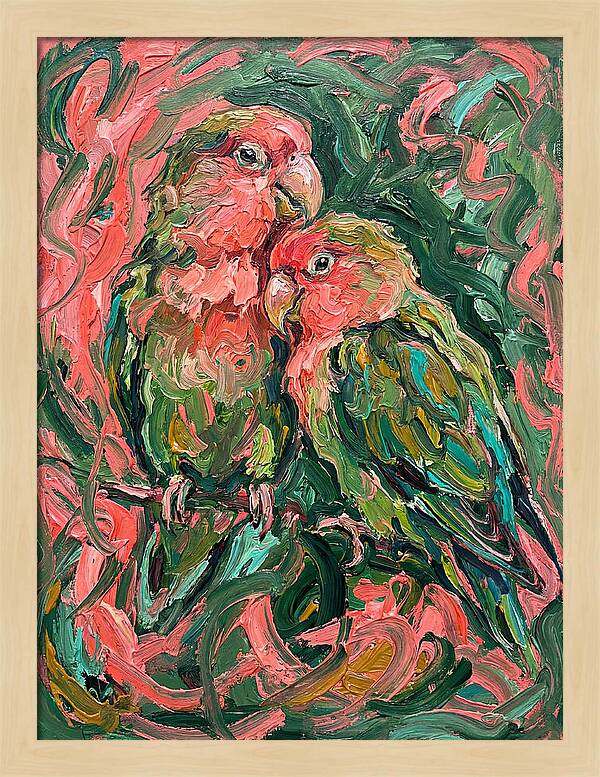 Lovebirds Embracing In Color