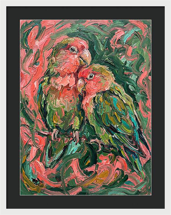 Lovebirds Embracing In Color