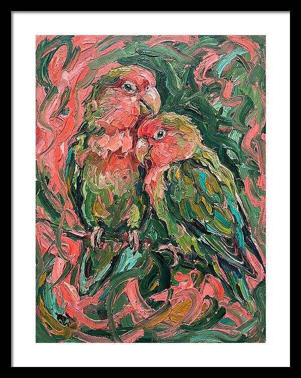 Lovebirds Embracing In Color