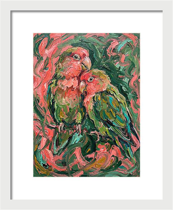 Lovebirds Embracing In Color