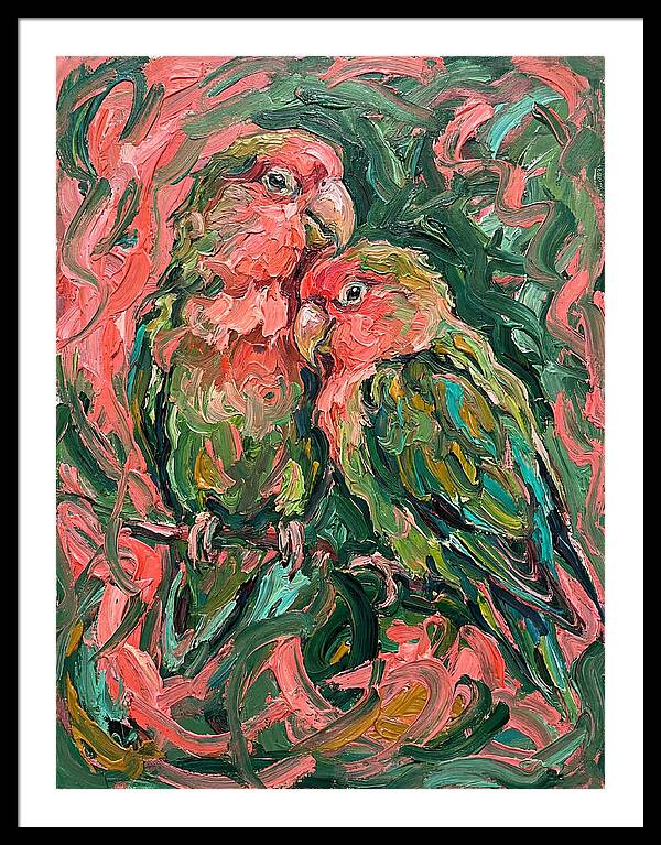 Lovebirds Embracing In Color