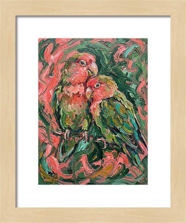 Lovebirds Embracing In Color