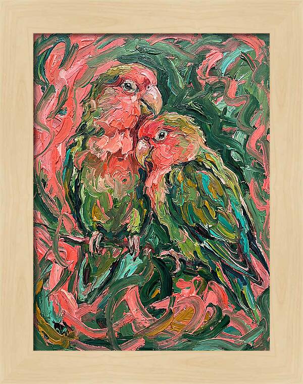 Lovebirds Embracing In Color